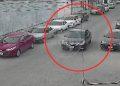 Surveillance Photo of a Street with Cars Parked Along Both Sides; a Gray Suv is Highlighted by a Red Circle As It Moves Toward the Camera. | Tu Colonia Nuevo León