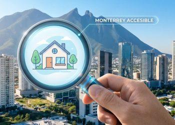 Imágen De Unas Montañas Y Una Lupa Mostrando De Cerca Una Casa Apuntando Hacia Los Edificios Del Fondo | Tu Colonia Nuevo León